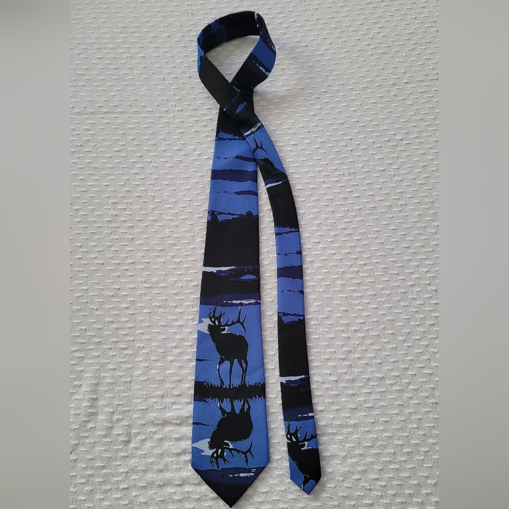 Tie Men's Deer Buck Night Scene Handmade Neck Tie